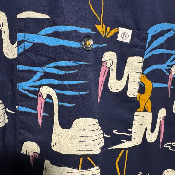 Sovereign Code, Blue Bird & Water Short Sleeve Button Shirt, XL - Picture 3 of 5